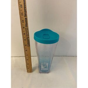 Dunkin Donuts DD square coffee tumbler cup green lid 20oz?